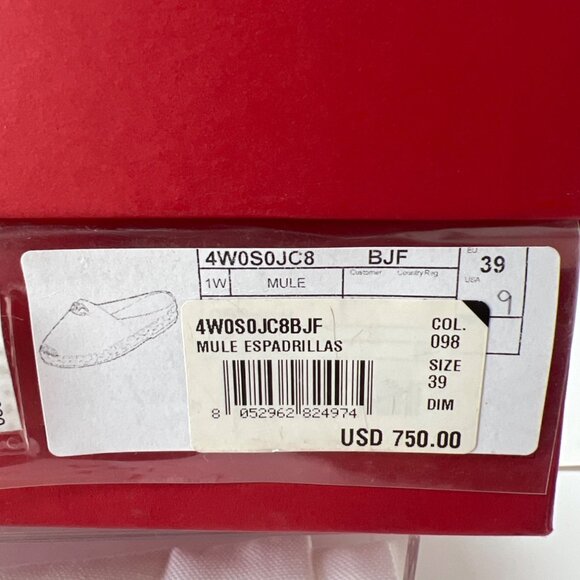 Valentino Garavani V Logo Leather Medallion Espadrille Mules Size 39 - Picture 10 of 13